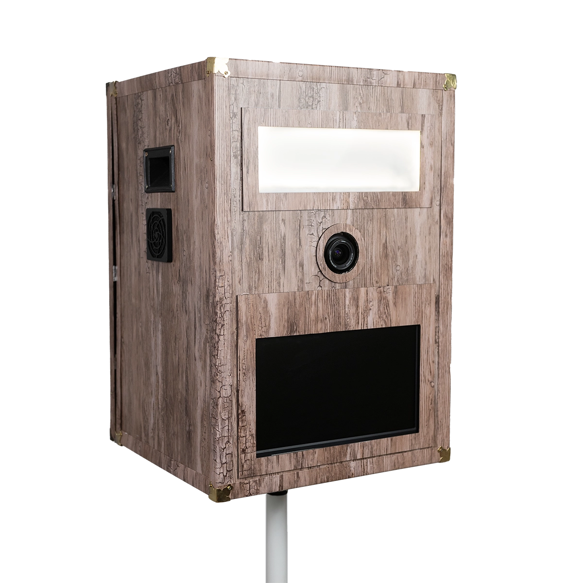 Fahatású vintage selfiebox beépített kamerával és érintőképernyővel, tökéletes választás esküvőkre, céges eseményekre és partikra.